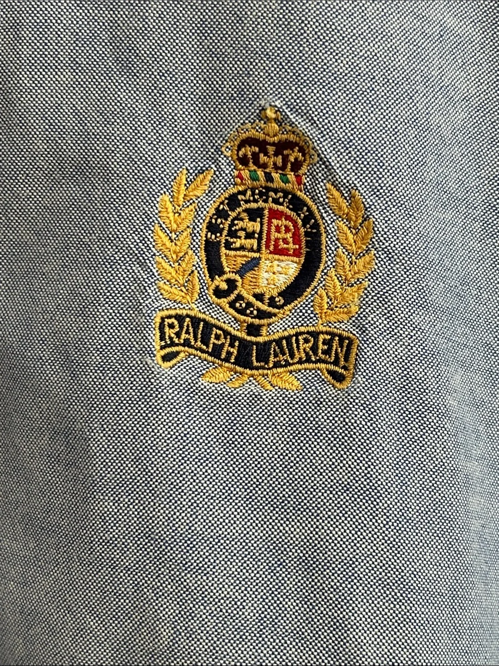 VTG Polo Ralph Lauren The Big Oxford Crest Shirt Size 8 Blue Embroidered OCBD